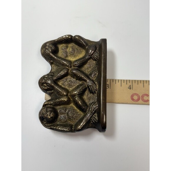 Vintage Brass Hear No Evil Speak No Evil See No Evil 3 Wise Monkeys Figurine - Picture 8 of 8